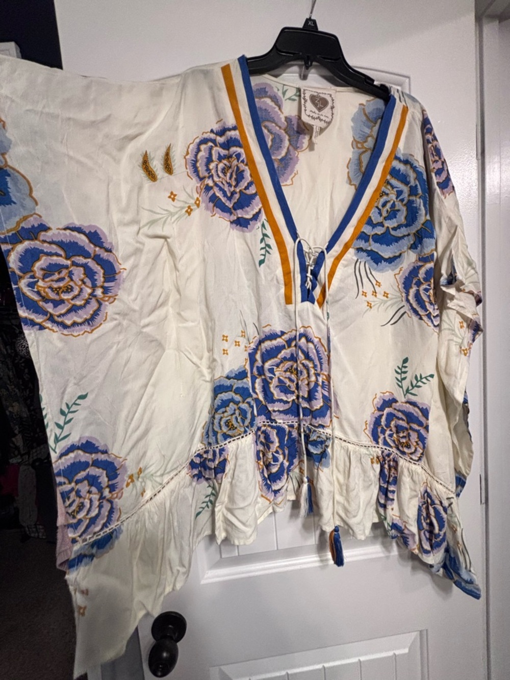 Women’s Anthropology Z & L Europe Boho,floral,kimono style V-Neck Peasant Top, S